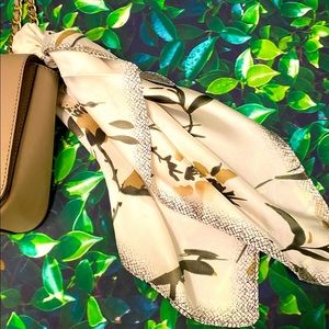 EUC SparklingforLove Cream, Olive, & Gold Floral Scarf